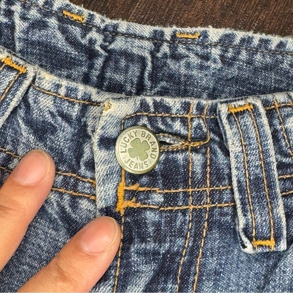 Lucky Brand Dungarees Rancher Flare Wide Leg Blue Jeans Vintage Y2K 25 Short EUC - Picture 5 of 15